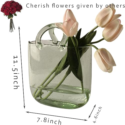 Miniatura 6 de Jarrón transparente para flores, florero de decoración de mesa para centros de mesa, hecho a mano, florero de flores con burbujas, cuenco de vidrio