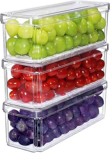Miniatura 3 de YINGRACE 7 Pack Fridge Organizer Bins, and 3 Pack Stackable Refrigerator Organizers and Storage, With a Pull-out Drawer, BPA-Free Clear Containers