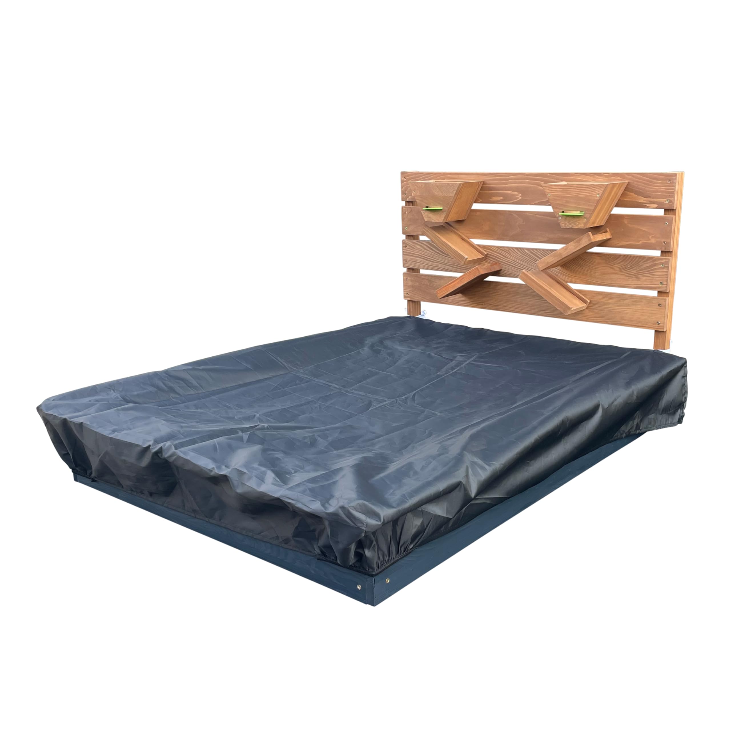 Axi Lina Bac À Sable en Bois, Bac À Sable avec Bassin Et Paroi De Jeu - 114 X 91 X 58 Cm| Bac À Sable avec Paroi De Jeu Équipée D'Entonnoirs Et De Tablettes | Livré avec Couverture Toile De Fond