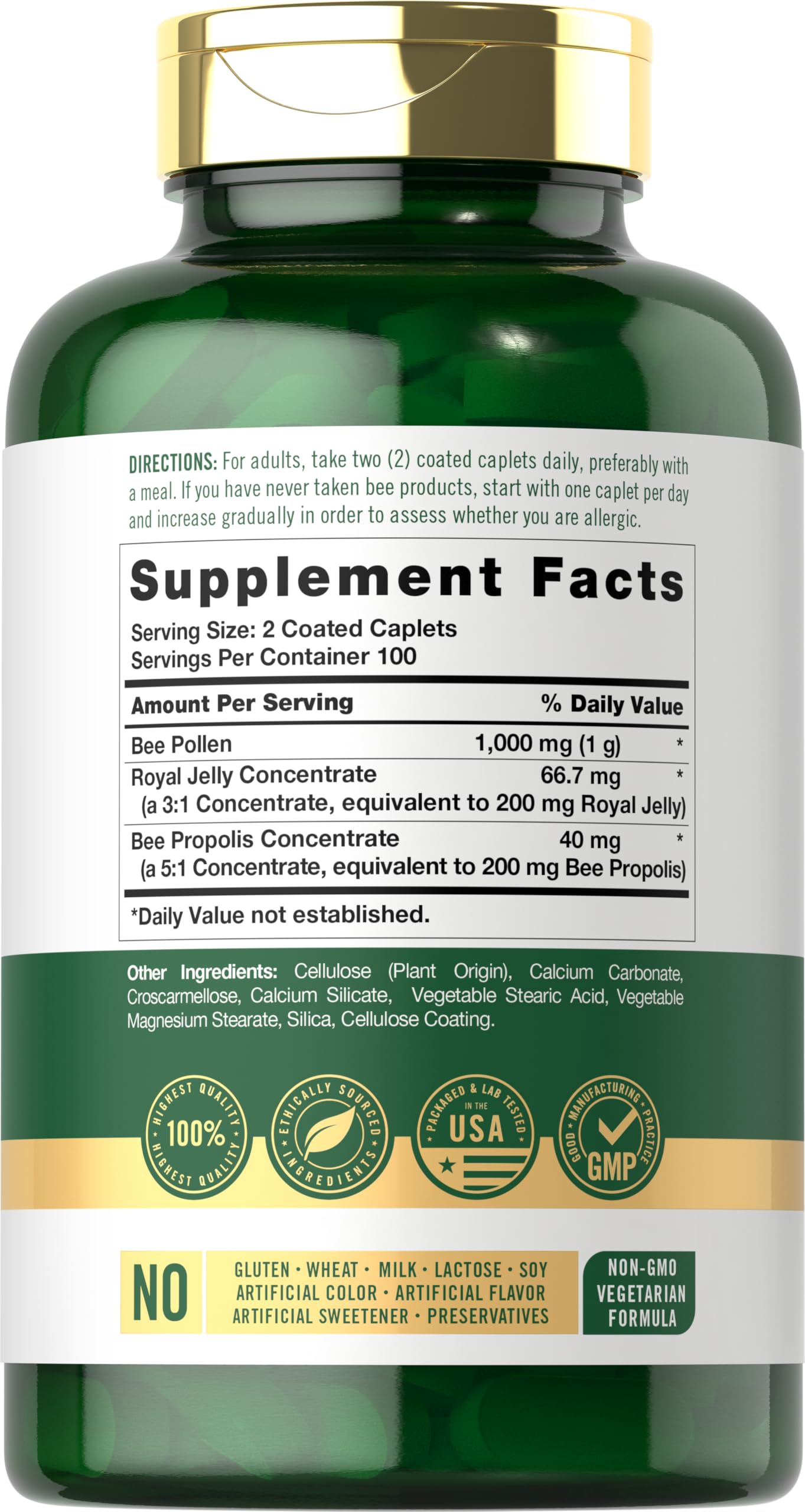 Carlyle Bee Pollen Supplement | 1000mg | 200 Caplets — Amazon image 2