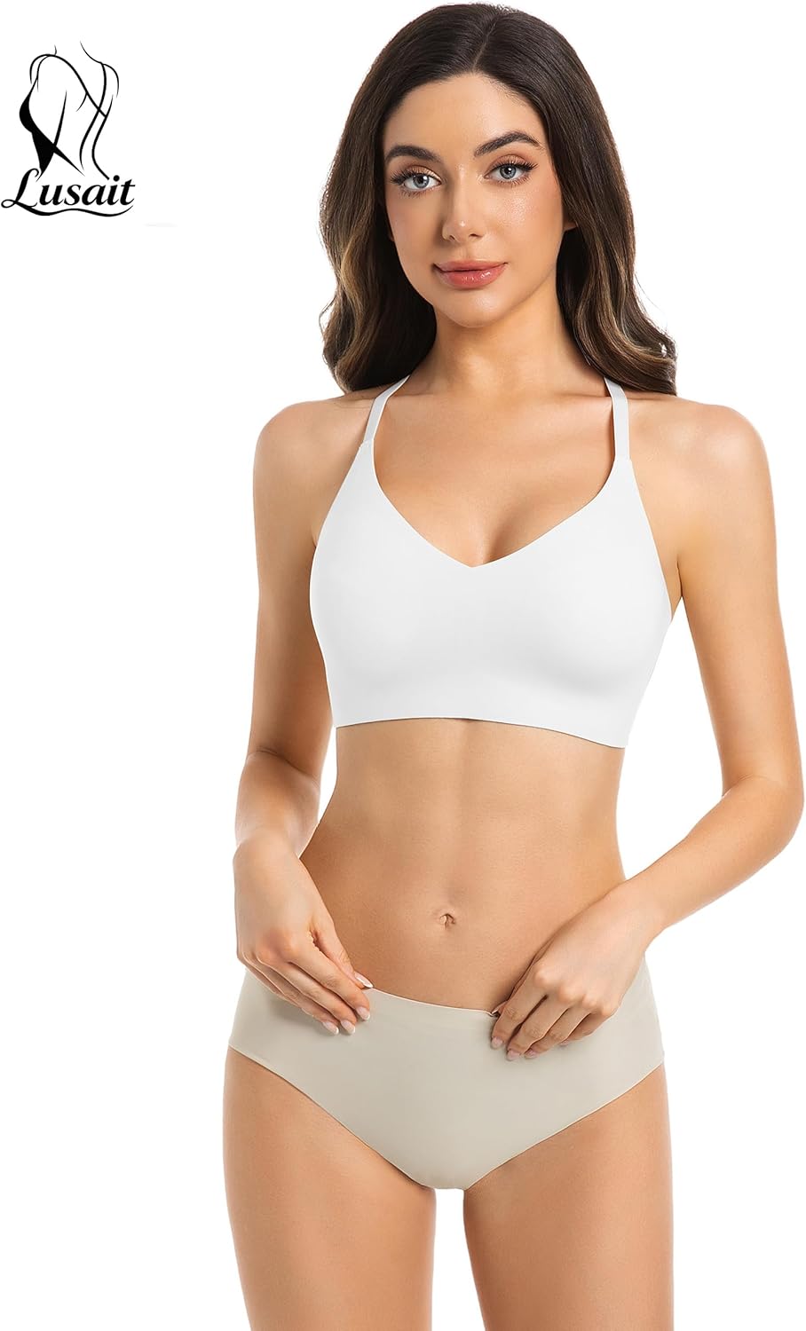 Lusait Lace Bralettes for Women Full Coverage Sexy No Underwire Deep V Racerback Bra Comfort Padded Bras - Image 5