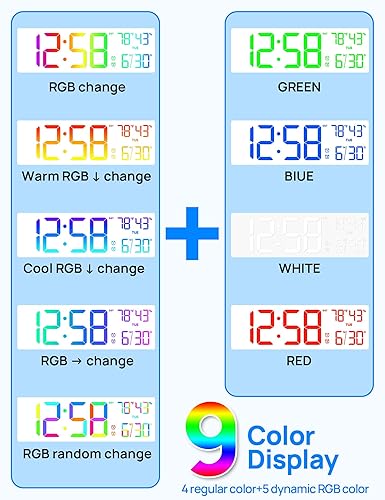 Miniatura 5 de Reloj de Pared Digital Grande de 18.5" con Control Remoto, Relojes Digitales con Pantalla LED Grande con Luz Nocturna, Alarma, Cuenta Regresiva,