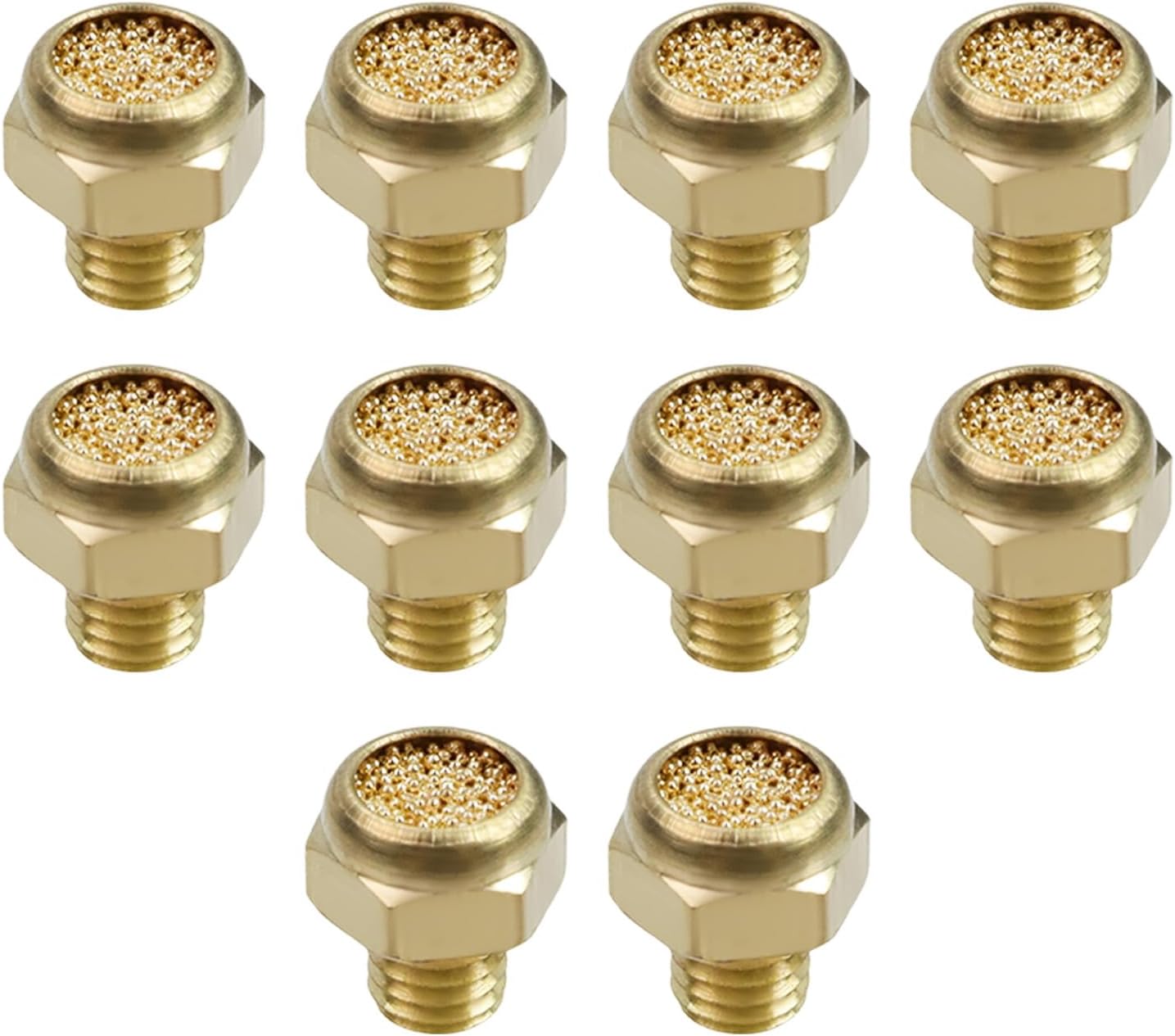 LC LICTOP M5 Generator Silencer, Flat Type, Brass Pneumatic Exhaust Muffler, Sintered Bronze Breather Vent Filter, 10Pcs
