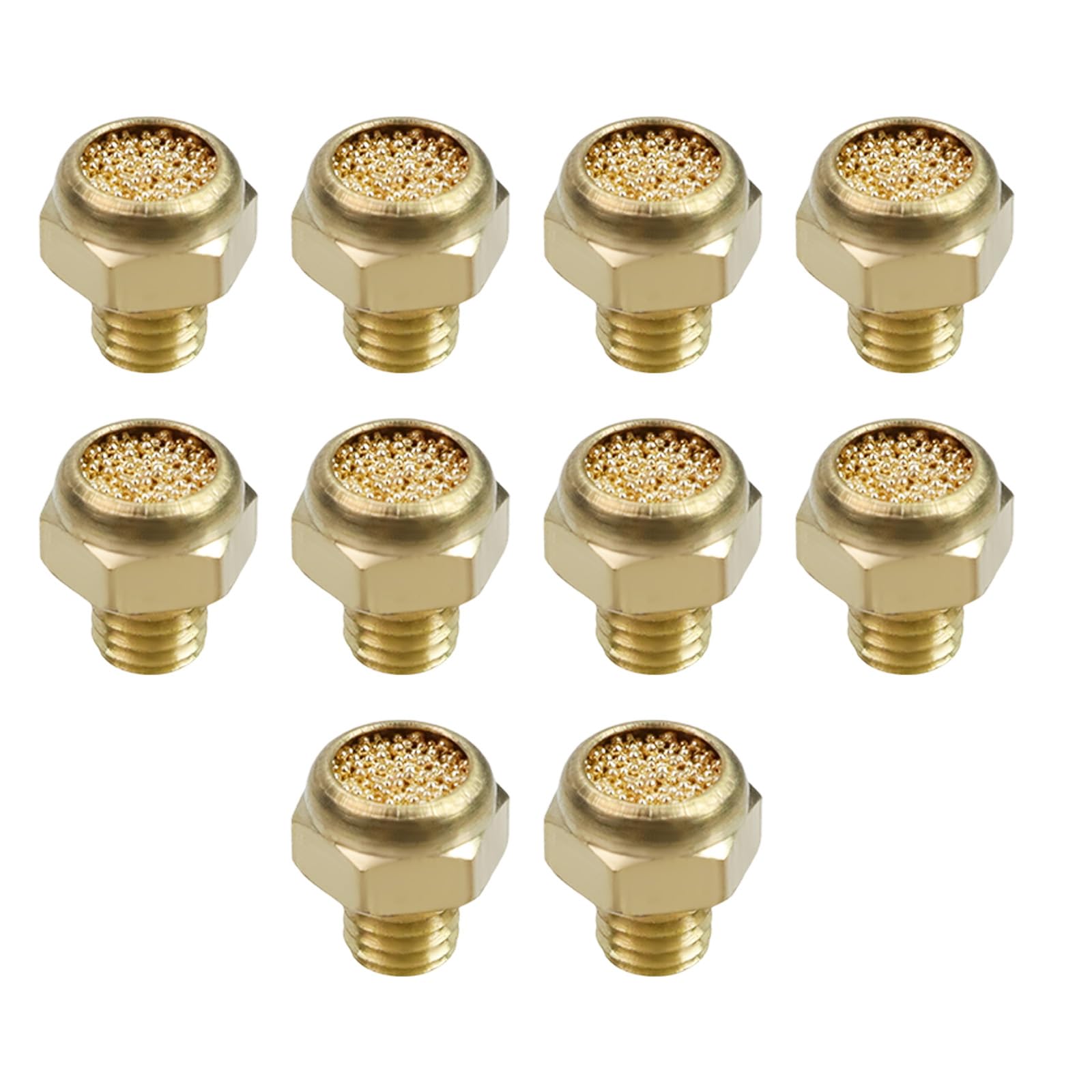 LC LICTOP M5 Generator Silencer, Flat Type, Brass Pneumatic Exhaust Muffler, Sintered Bronze Breather Vent Filter, 10Pcs
