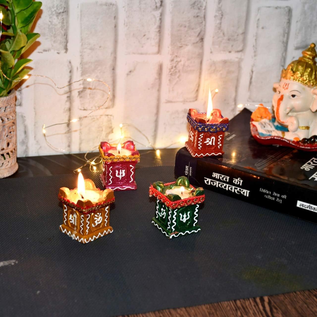 RK_Enterprises Tulsi Diya for Diwali Decoration Handmade | Earthen Clay Terracotta Decorative Tealight Candle Festival Diya Oil Lamps | Pooja Purpose Outdoor Indoor (Pack of 16)