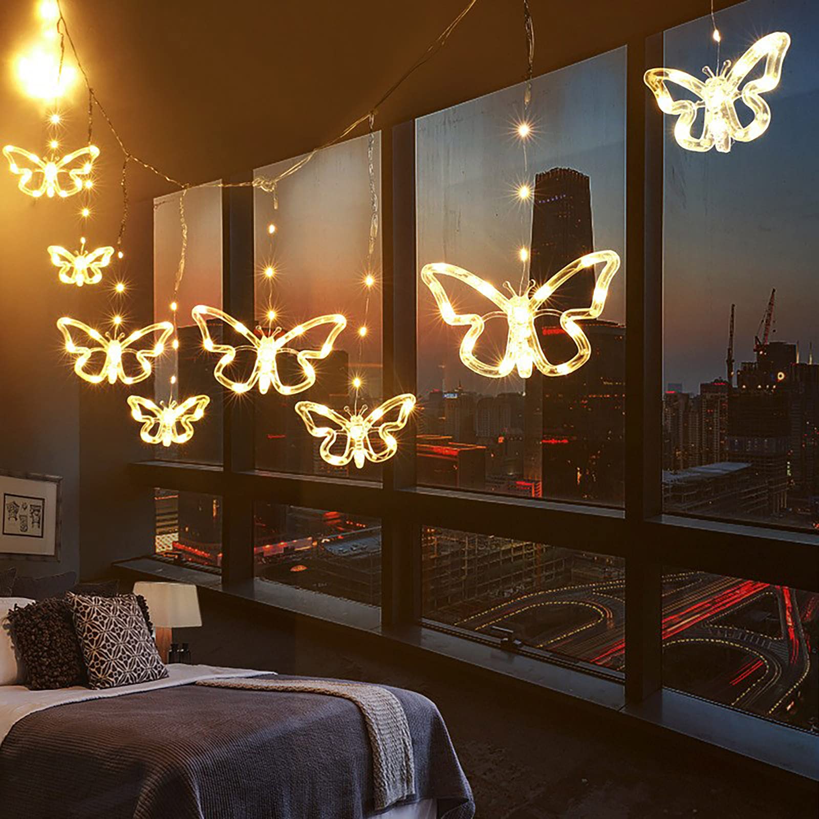 Solar Outdoor Lights 10LED Butterfly Curtain Lights Garden Landscape Light Decorative Light for Fence Yard Pathways Solar Spot
