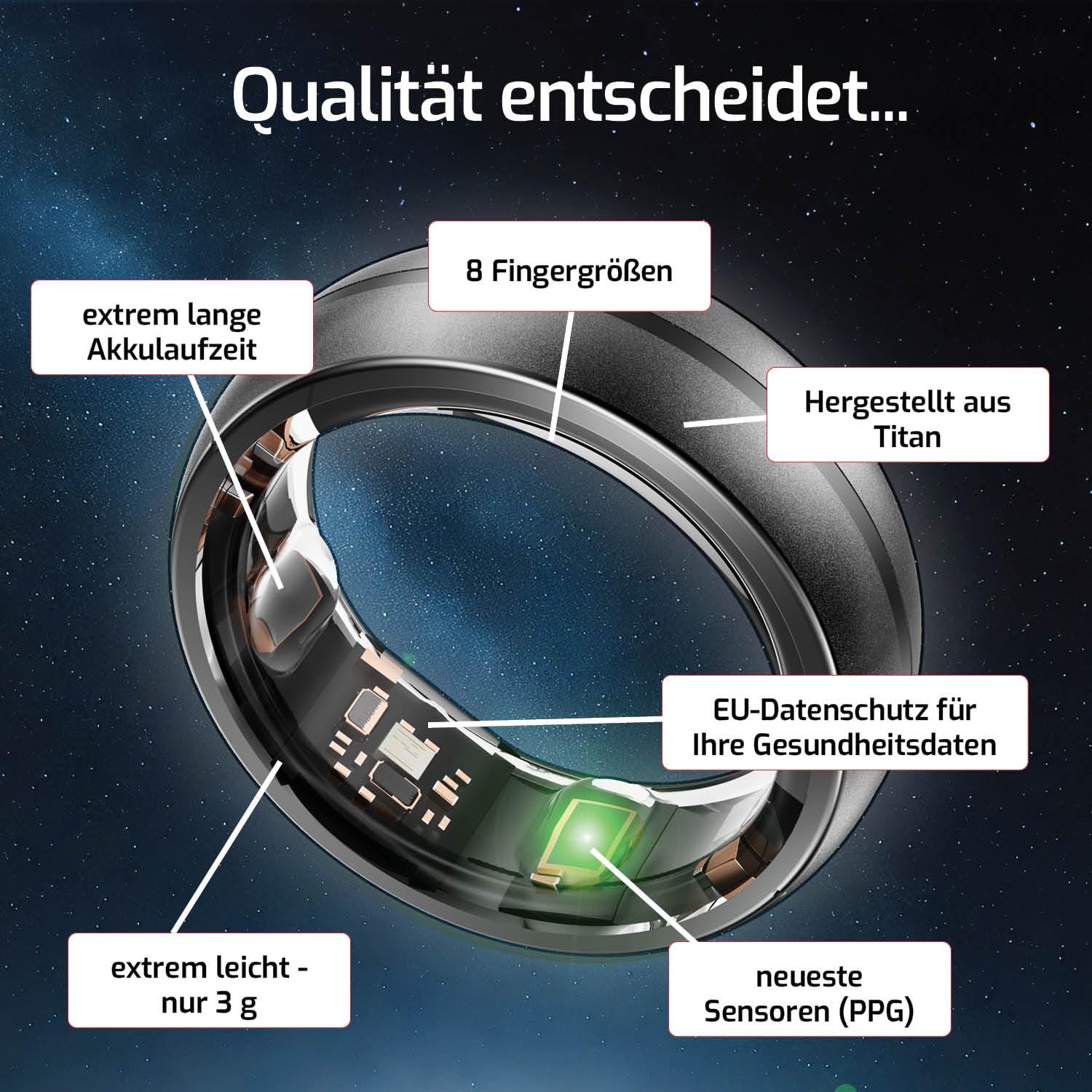 N2 Smart Health Ring Rosa Opaco Argento Opaco Nero Opaco