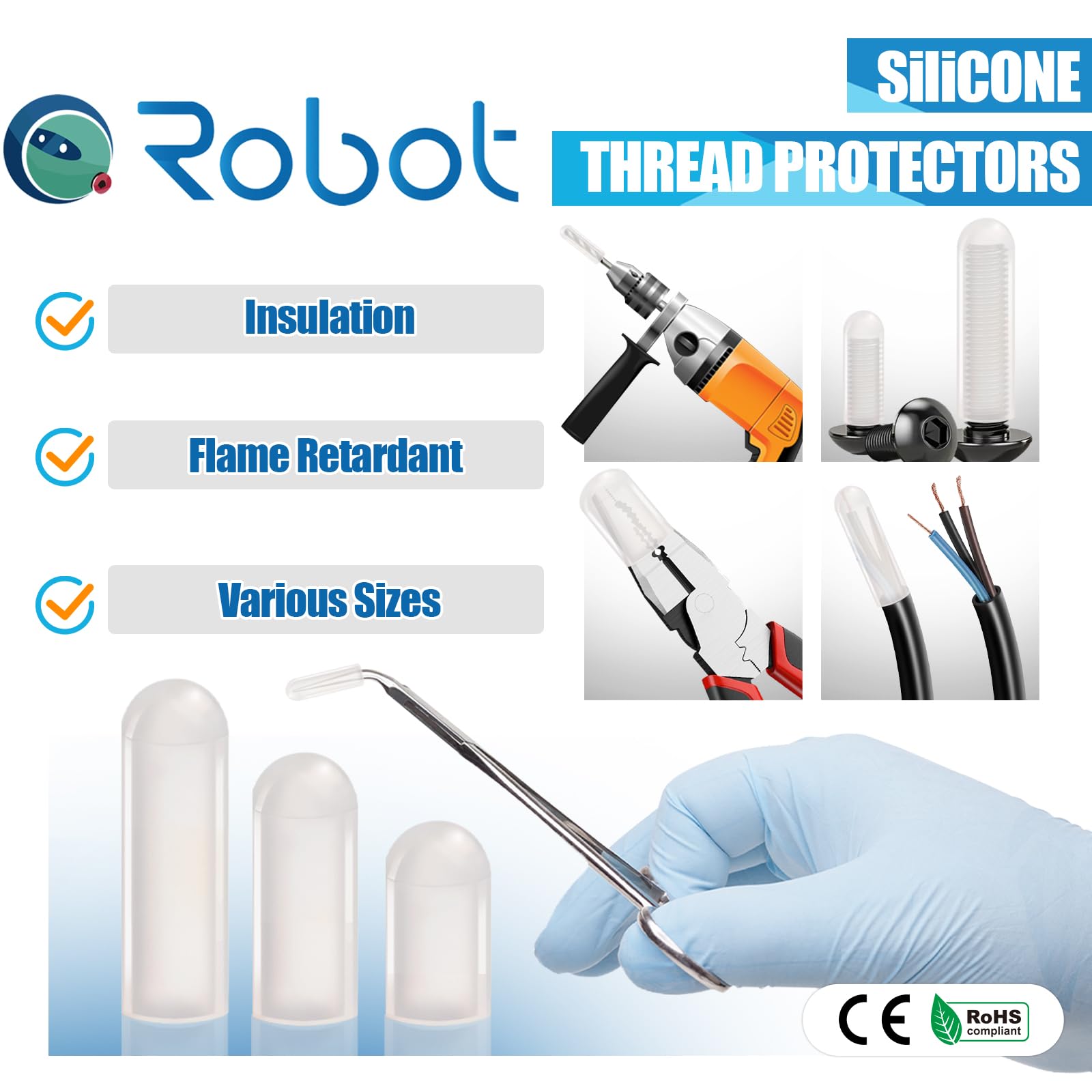 CQRobot 50Pcs 7/25 Inch Flexible Silicone End Caps Round