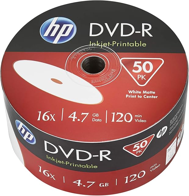 HP DVD-R IJ PRINT 16X 50PK BULK HP 4.7GB