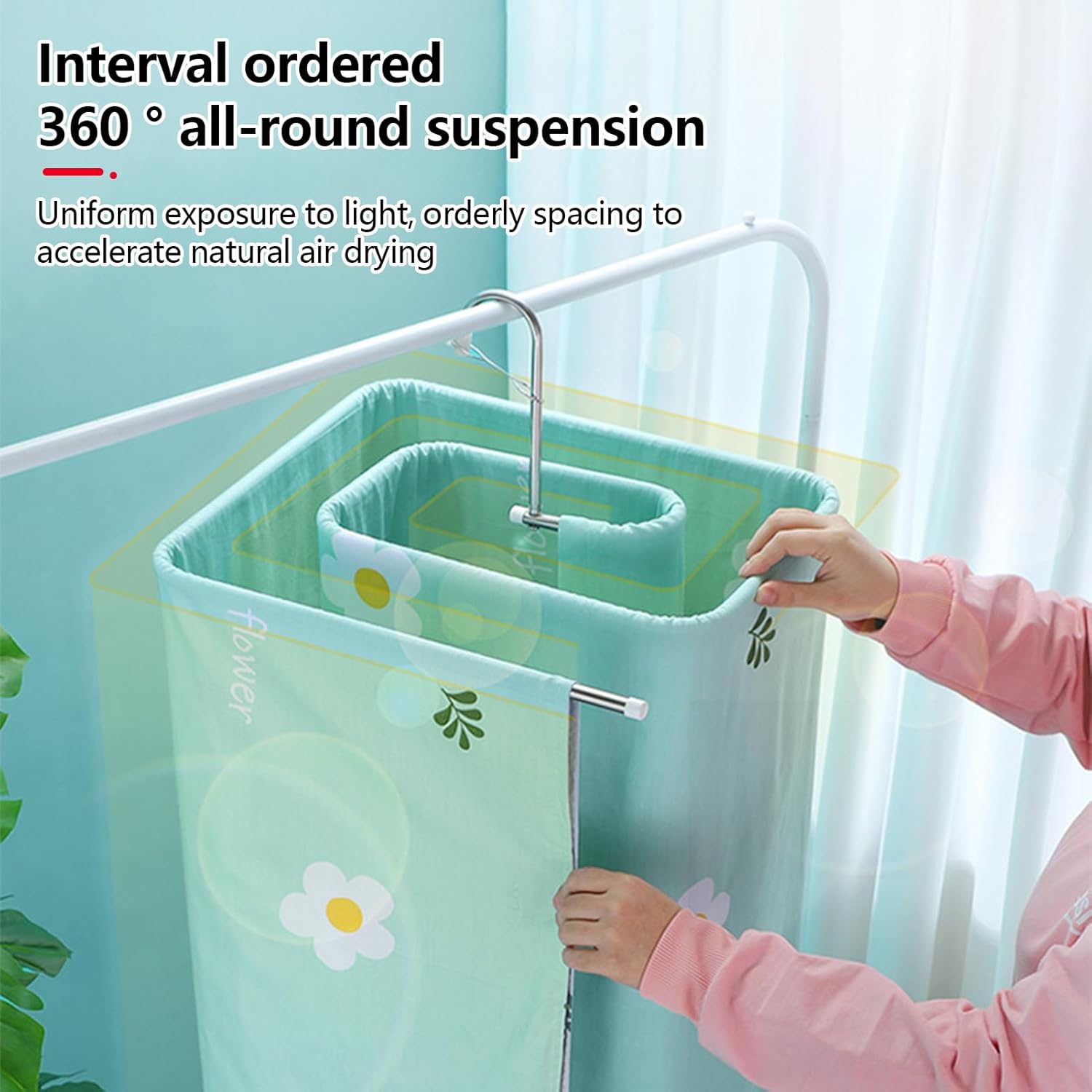 Spiral Sheet Hanger, Spiral Sheet Hanger, Stainless Steel Blanket Hangers, Stainless Steel Spiral Shaped Drying Rack, Quilt Drying Rack, Space- Saving Quilt Organizer for Bed Linen Clothing