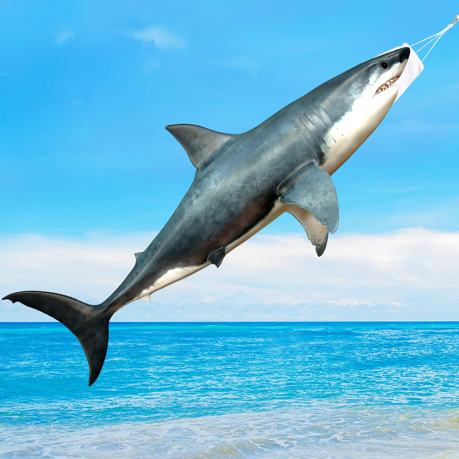 Flutesan Blue-gray 49 Inch Shark Wind Sock Heavy Duty Fish Windsock Outdoor Decor Fish Flag Hanging Decor for Outside Garden Boat Gone Fishing Party Beach Party Decoration
