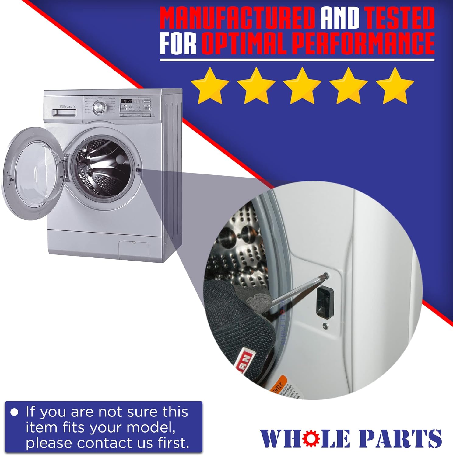 Whole Parts Washer Door Latch Part# 134629900 - Replacement & Compatible with Some Frigidaire and Electrolux Washing Machines