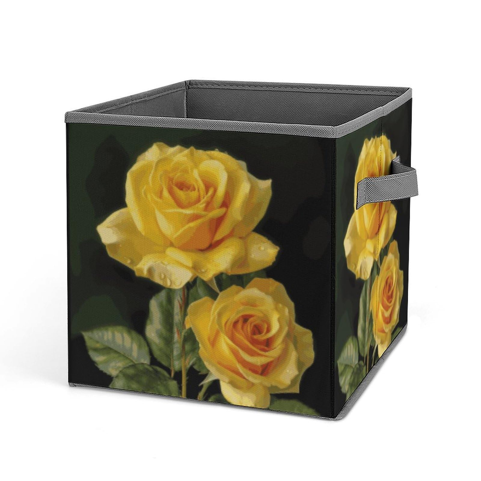 BTCOWZRV Rose Cube Storage Bins - 11 Inch Heavy Duty Fabric Closet Bins for Shelves, Cube Organizer - Collapsible Storage Boxes with Handle Decorative Clothing Storage Baskets