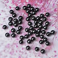 Vista 3 de 100 cuentas redondas sueltas de ónix negro natural de 0.315 pulgadas para fabricación de joyas con cordón elástico de cristal