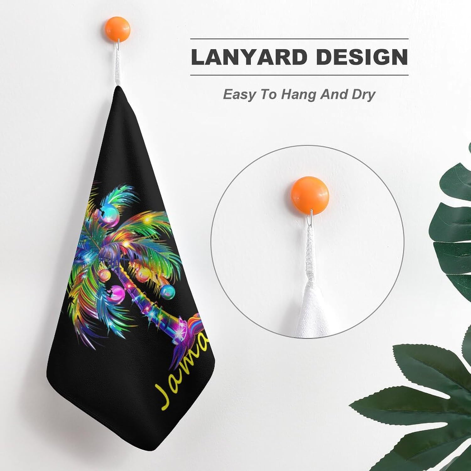 Christmas Palm Tree Light Jamaica Hand Towels for Bathroom Kitchen Towels Small Towel Handkerchiefs with Hanging Loop 4PCS