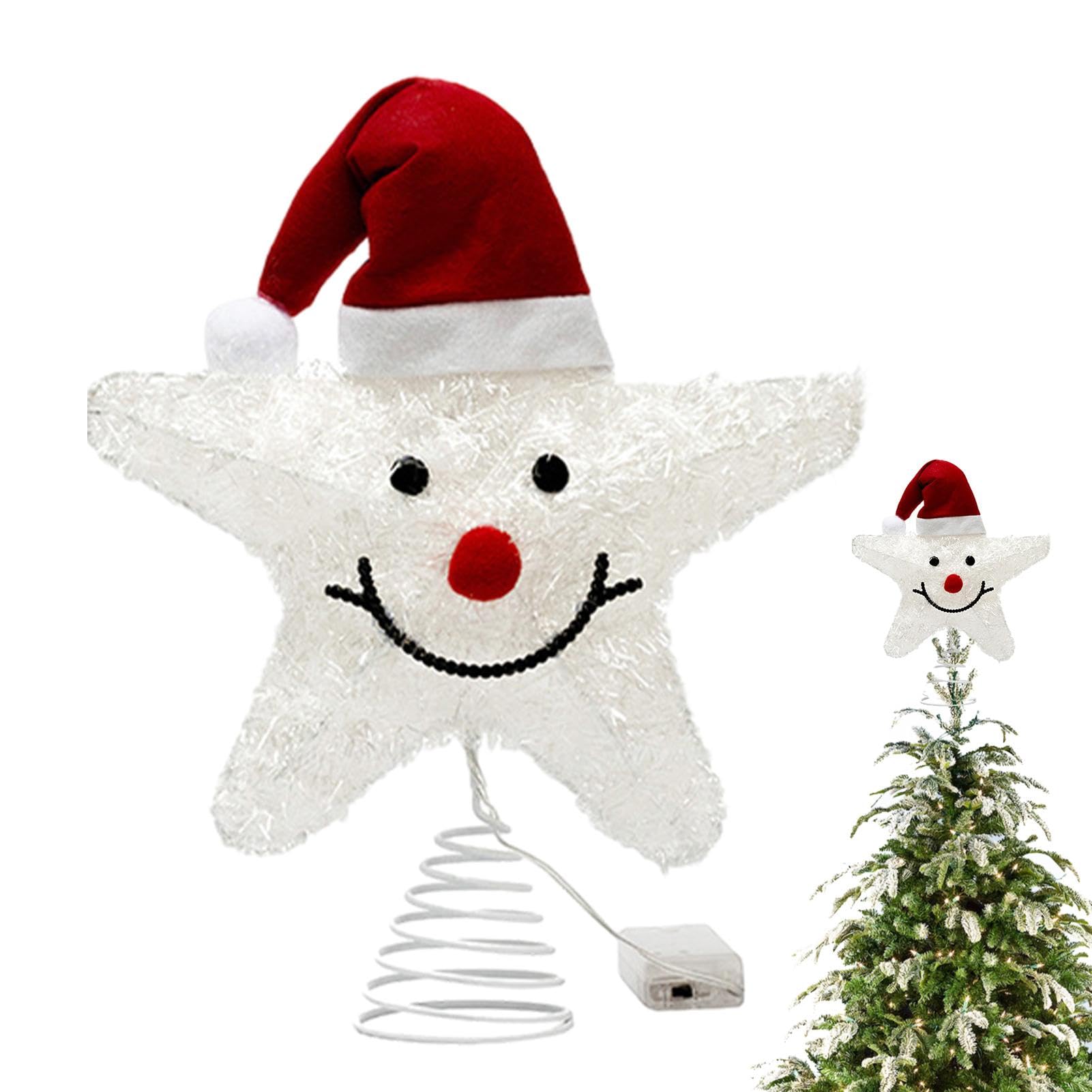 Étoile Dorée Scintillante Pour Sapin De Noël - Base à Ressort, Installation Facile, Décoration Festive Classique 32x25 Cm - 6