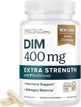 DIM Supplement 400MG Extra Strength | Hormone Balance for Men and Women | Menopause, Acne, Hot Flashes Relief, Prostate & Antioxidant Support | Third-Party Tested, Soy-Free, Gluten-Free | 90 Ct.