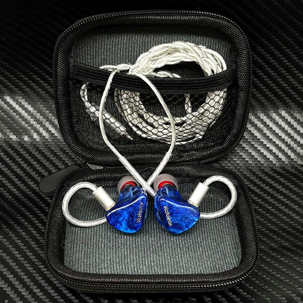 in Ear Monitor Headphones for Musician, 10mm Berryllium Diaphram Dynamic Driver Wired Earbuds with Detachable OFC Silver-Plated Cable for Audiophile DJ Studio Gaming (3.5mm with Mic, Blue)