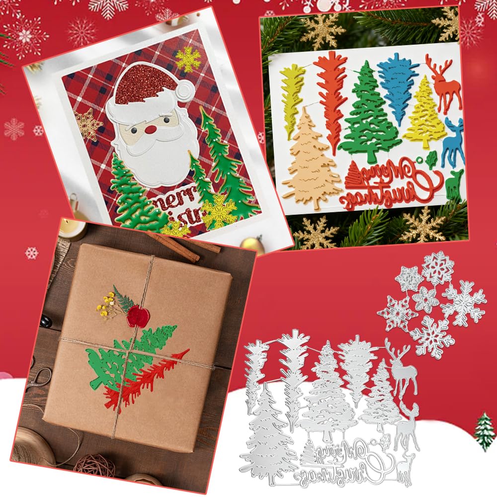 Fustelle Natalizie a Forma di Albero di Natale e Fiocco di Neve, Fustelle in Metallo 3D per Scrapbooking