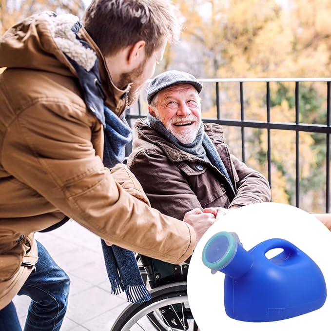 Orinal portátil para hombre con tapa 1.5L azul miniatura 6