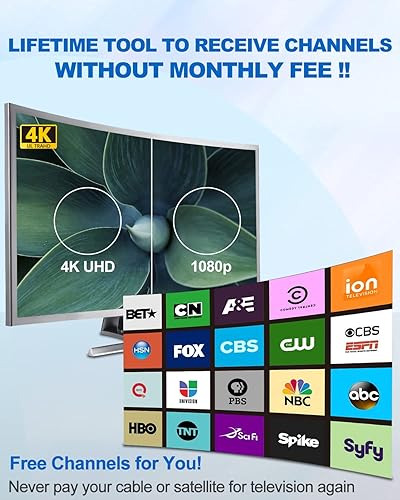 Miniatura 10 de Antena de TV para interiores, antena HDTV digital amplificada para interiores, 1080p VHF UHF TV canales locales amplificador de señal desmontable y