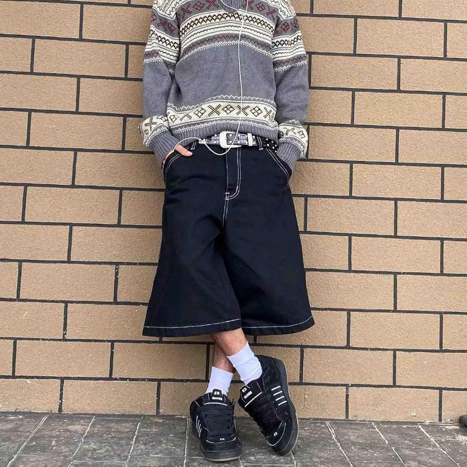 Men's Jeans Street Hip-hop Embroidered Shorts Loose Denim Shorts Y2K Jeans - Image 3