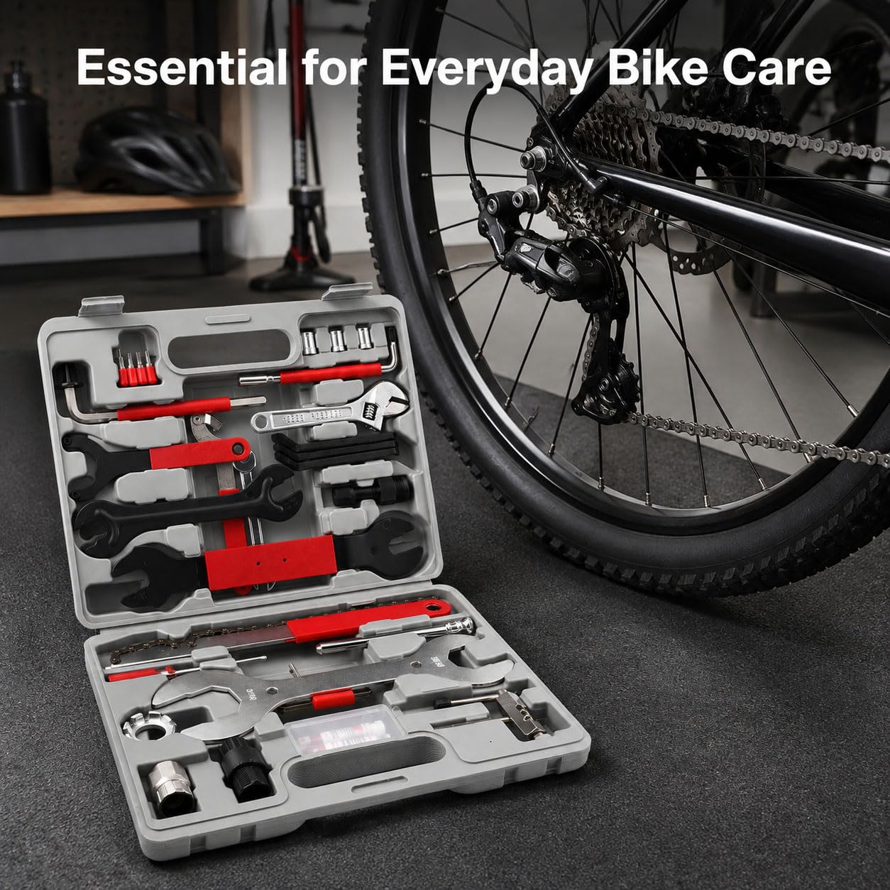 44 Pcs Kit de Réparation Vélo pour 3T | Outils Entretien Vélo | Multifonctionnel Portable Accessoires Route Atelier Maison Cyclisme | Avec Mallette de Rangement