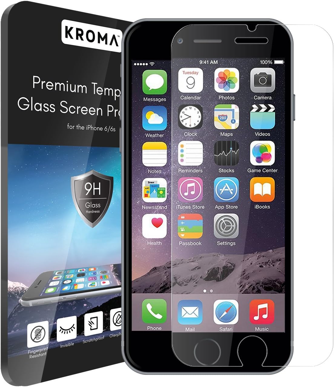iPhone 6S Glass Screen Protector, Kromatic™ [Krystalin Series] World's Thinnest Ballistic Glass, 99.9% Touch-screen Accuracy, Ultimate Protection from Bumps, Drops, and Scrapes (Lifetime Warranty)