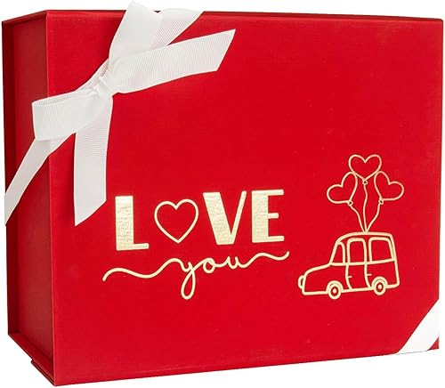 Miniatura 1 de GINLEBO Caja de regalo de Navidad de 9.8 x 7.2 x 4 pulgadas, caja de regalo roja con tapa magnética y cinta, caja de regalo para Navidad,