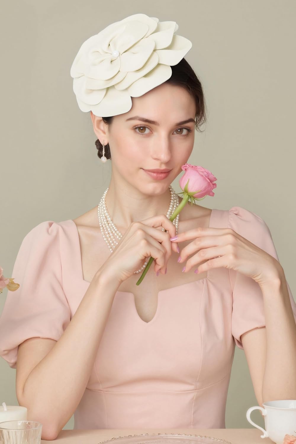 BABEYOND Fascinators Hats for Women - Tea Party Kentucky Fascinator Elegant Derby Hat Flower Church Headpiece with Pearl - Image 4