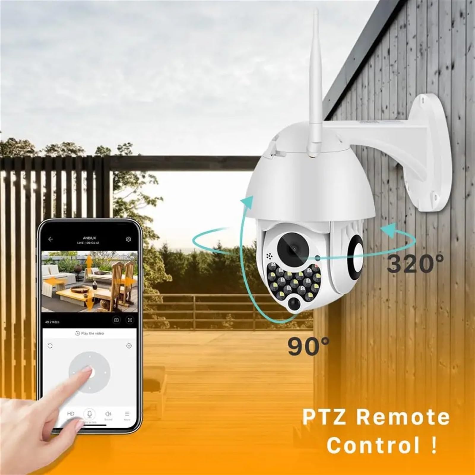Kamera bezpieczeństwa, Kamera IP 4MP zewnętrzna kamera bezpieczeństwa 1080P HD automatyczne śledzenie sieci bezprzewodowy nadzór noktowizyjna kamera(4MP Add 32GB Card)