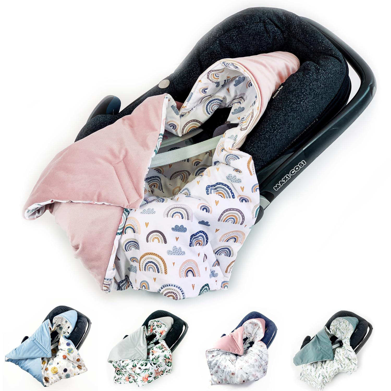 Couverture enveloppante en velours matelassé de prestige pour poussette et lit de bébé