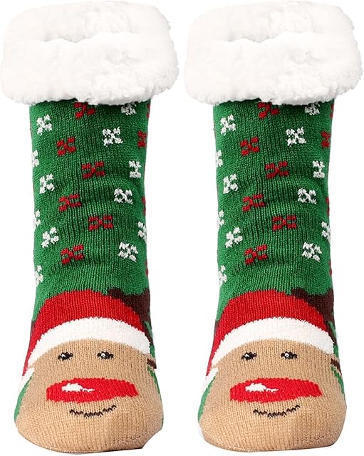 Christmas Socks for Women Girls Warm Winter Thick Fluffy Fleece Cozy Socks with Cute Xmas Patterns Stocking Gift