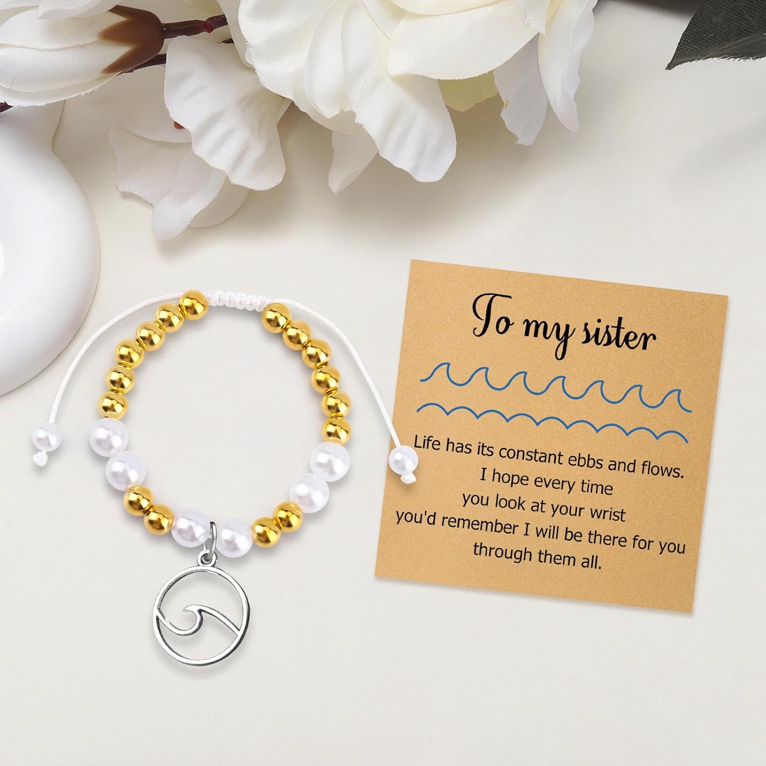 Mwphuy Sister Gifts for Women Bracelets Sisters Gifts from Sister Birthday Graduation Gift Beaded Bracelets for Sisters Girls Best Friend BFF Christmas Valentine's Day Wedding Jewelry Gift - Image 5