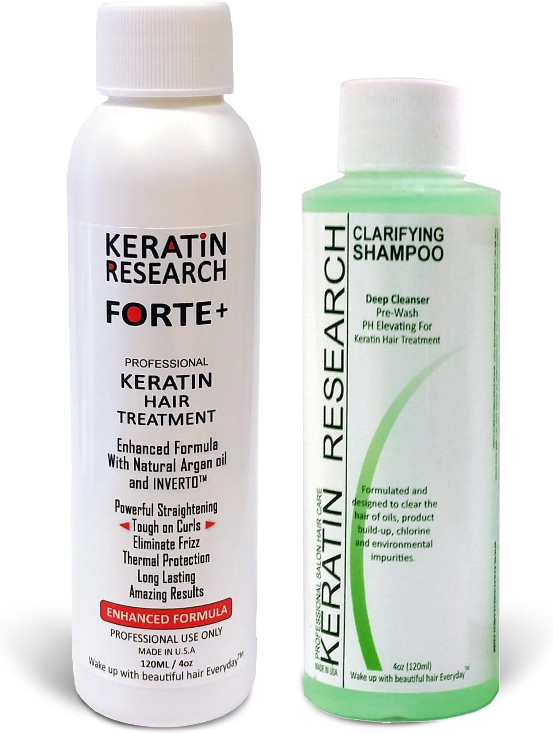 Keratina Forte Brasilera por 120ml Con Champú Clarificante, Moroccan Argan oil Tratamiento Que Alisa El Cabello Ahora Con Una Fuerza Extra, Fórmula Mejorada Que Repara El Cabello, por Keratin Research