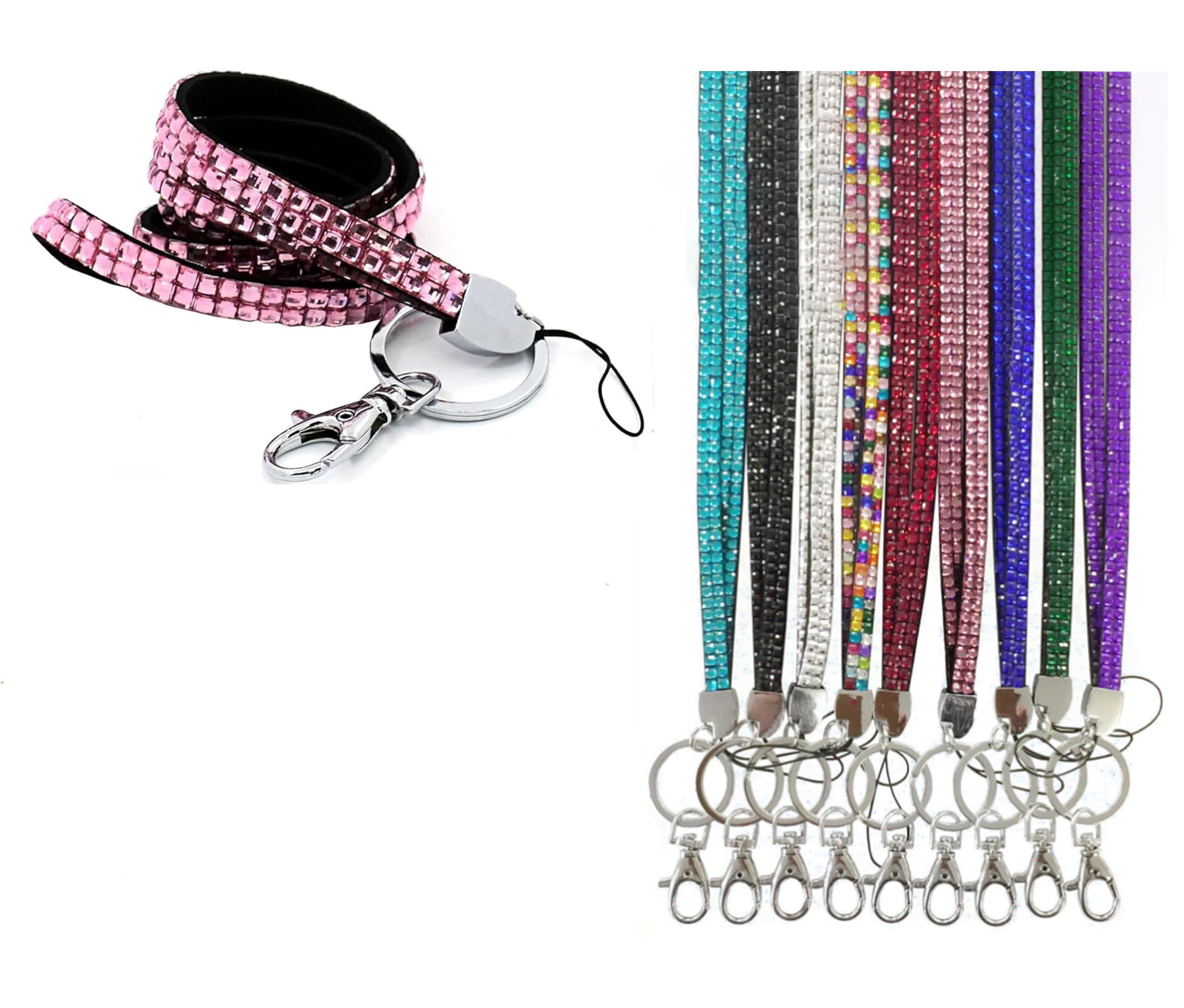 PCL Media ltd® New Pink Bling Diamante Rhinestone Sparkly Lanyard ID Card Badge Holder Bling Lanyards, Diamante Lanyard