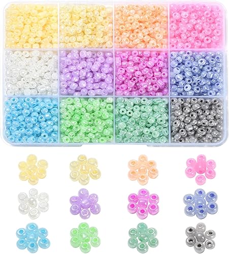 LiQunSweet 12 colores 60 0.157 in de semillas de vidrio cuentas redondas pequeñas cuentas multicolor sueltas espaciador cuentas para cintura cuentas