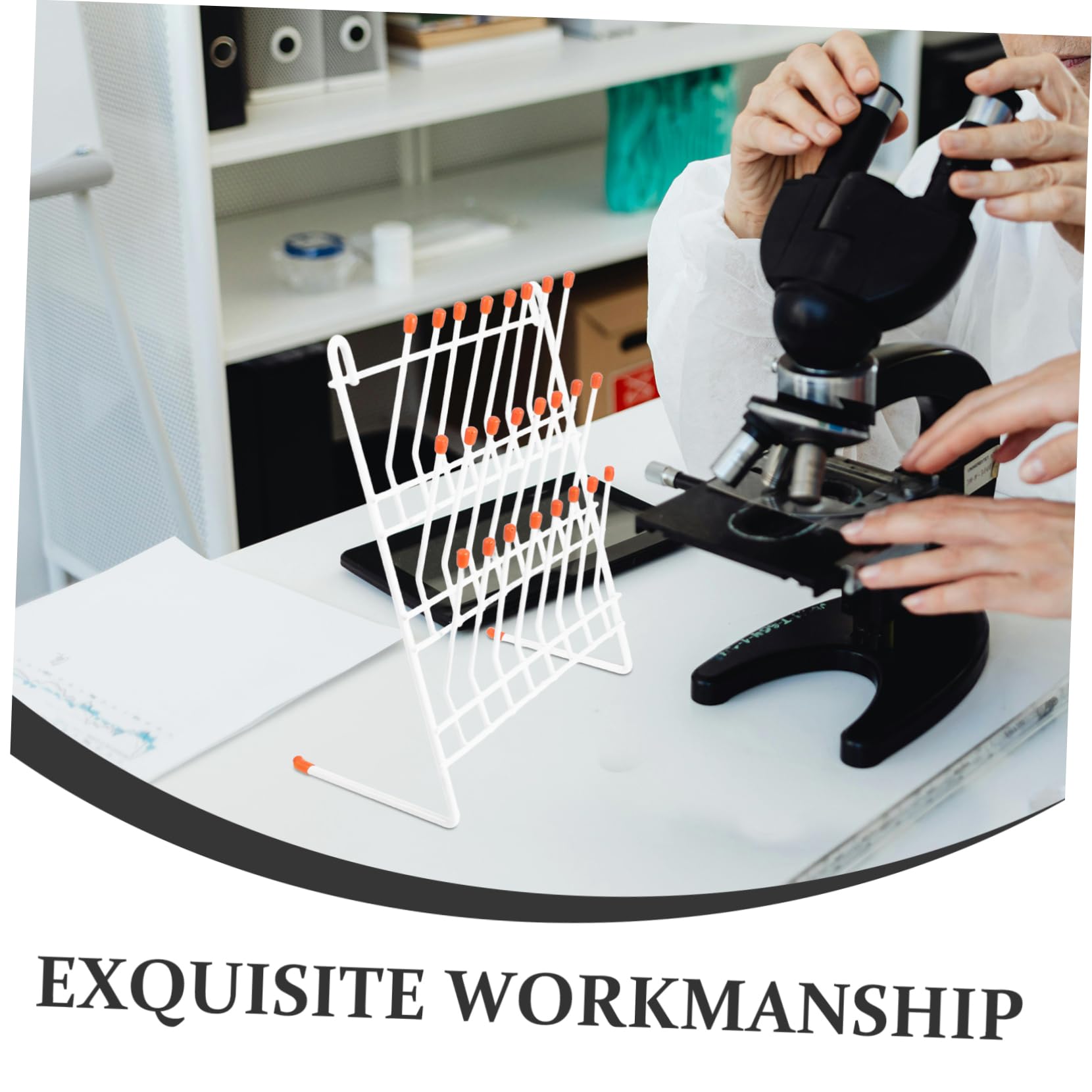 Ipetboom Rack Facile da Trasportare Bianco in Ferro Leggero di Essiccazione per Provette e Stoccaggio per Uso Scolastico di Becher e Provette da Laboratorio