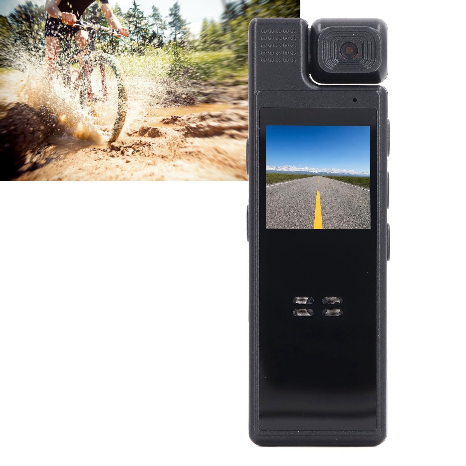 Caméra de Sport à Fixation arrière, enregistreur vidéo Portable étanche et résistant aux Chocs, 1080P, avec Objectif Rotatif à 180° et écran de 1,3 Pouce, pour Le Cyclisme, la