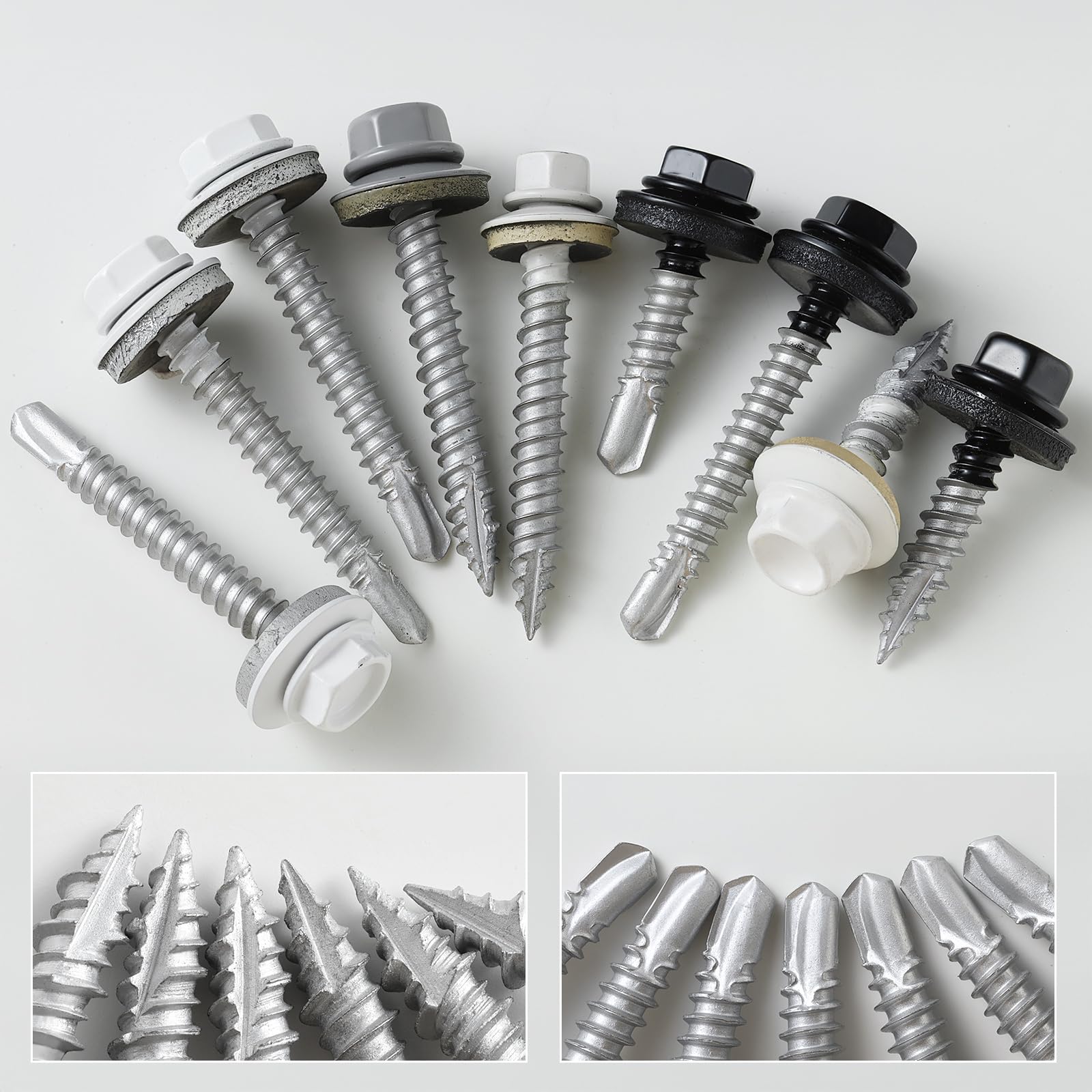 Tornillos de metal para techos de 1 pulgada, cabeza hexagonal con revestimiento Ruspert negro, arandela EPDM, autoperforantes de metal a madera, con broca hexagonal (3 libras, 304 piezas)