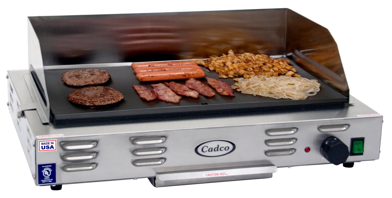 Cadco CG-20 Countertop 220-Volt Electric Griddle, Stainless Steel, 21" x 12" Cooking Area, For Commercial Use, 19 lbs.