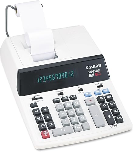 Canon MP21DX Calculadora de impresión de escritorio de 12 dígitos y 2 colores, impresión negraroja