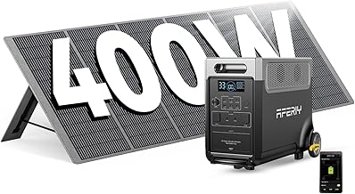 AFERIY 3600W/3840Wh Powerstation mit 1x400W Solarpanel, Erweiterbar Auf 11520Wh LiFePO4 Solargenerator & 1,5Std Schnellladung,<10ms USV, 13 Ausgänge, mit APP, Reine SW 230V, für Notfall/Garten/Camping