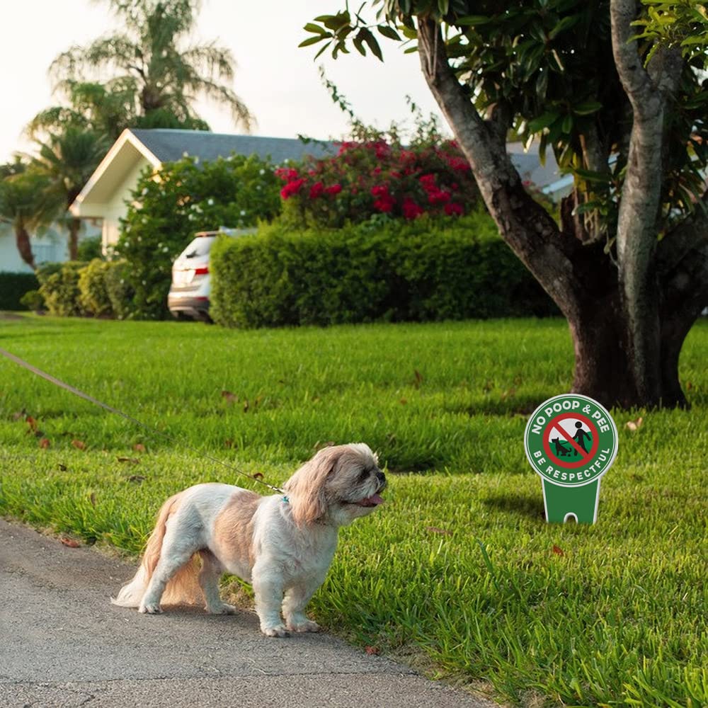 2 cartelli di divieto di pipì per cani, scritta in lingua inglese “No Poop and Pee, Be respectful”, double-face, per giardino e cortile, 30 x 15 cm