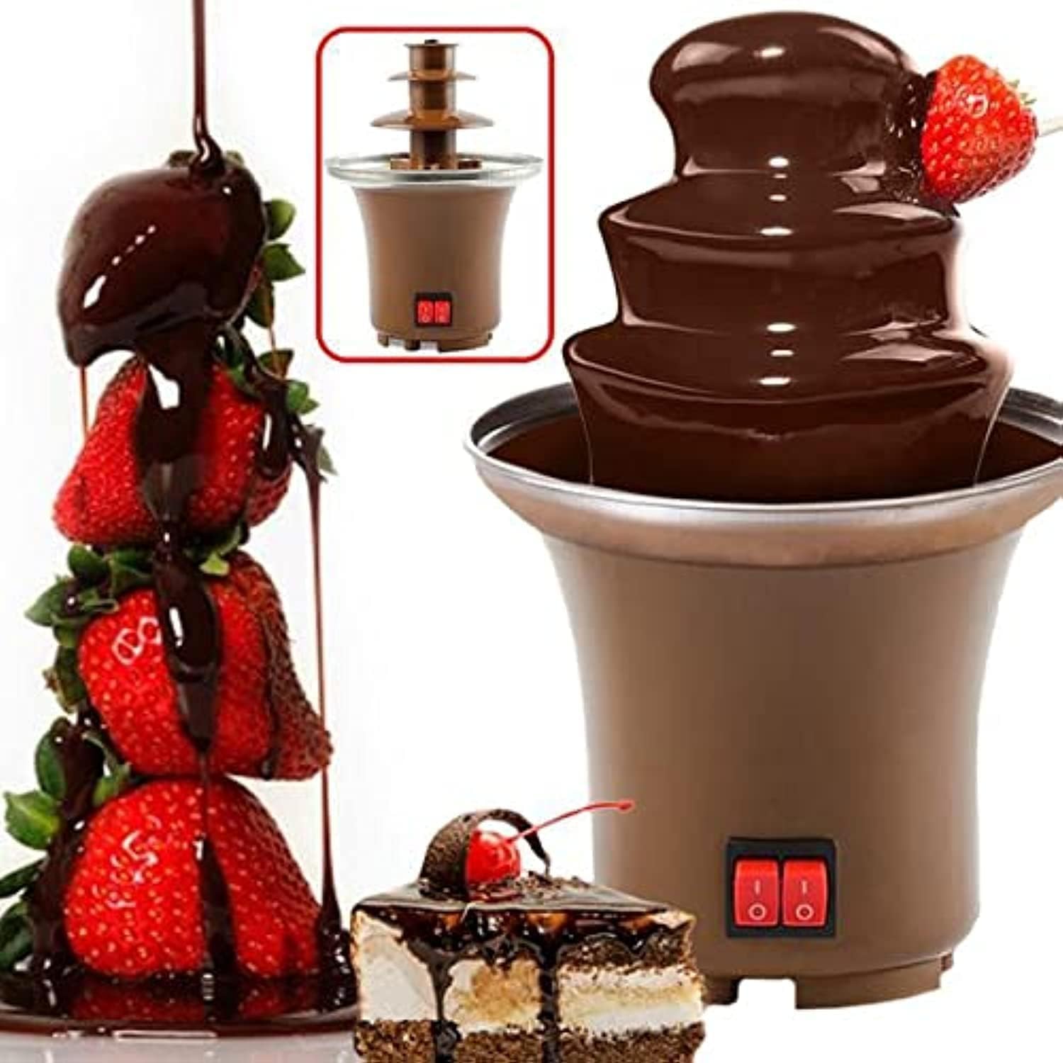 Mini 3-Tier Chocolate Fountain Machine | Compact 1kg Electric Fondue Maker | Plastic Body for Home & Kids’ Parties | Perfect for Small Gatherings & Desserts