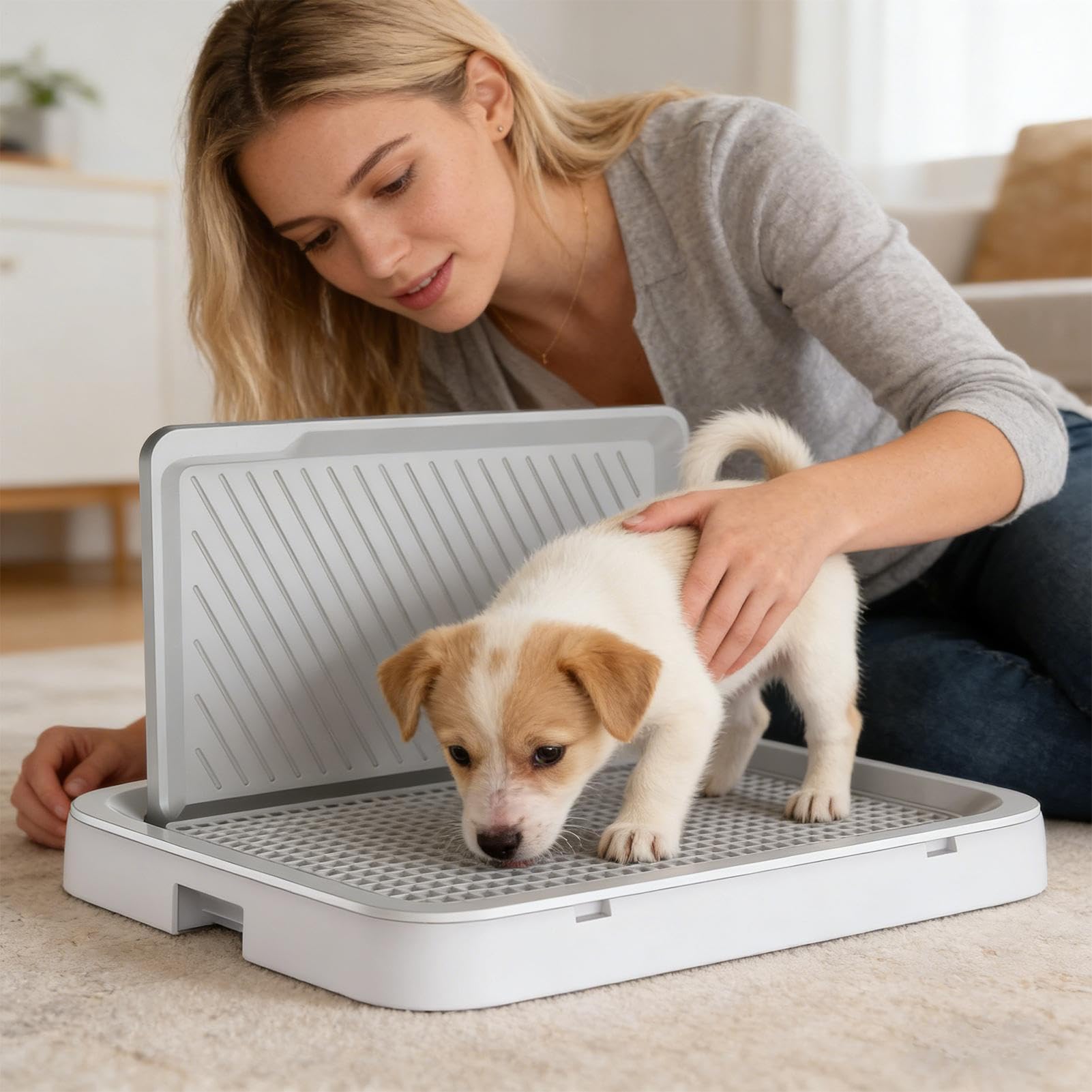 Bandeja De Baño Para Perros Impermeable para Interior y Exterior con Malla | Sanitario Canino Almohadilla De Piso Para Cachorros Para Casa Viajes Dormitorio