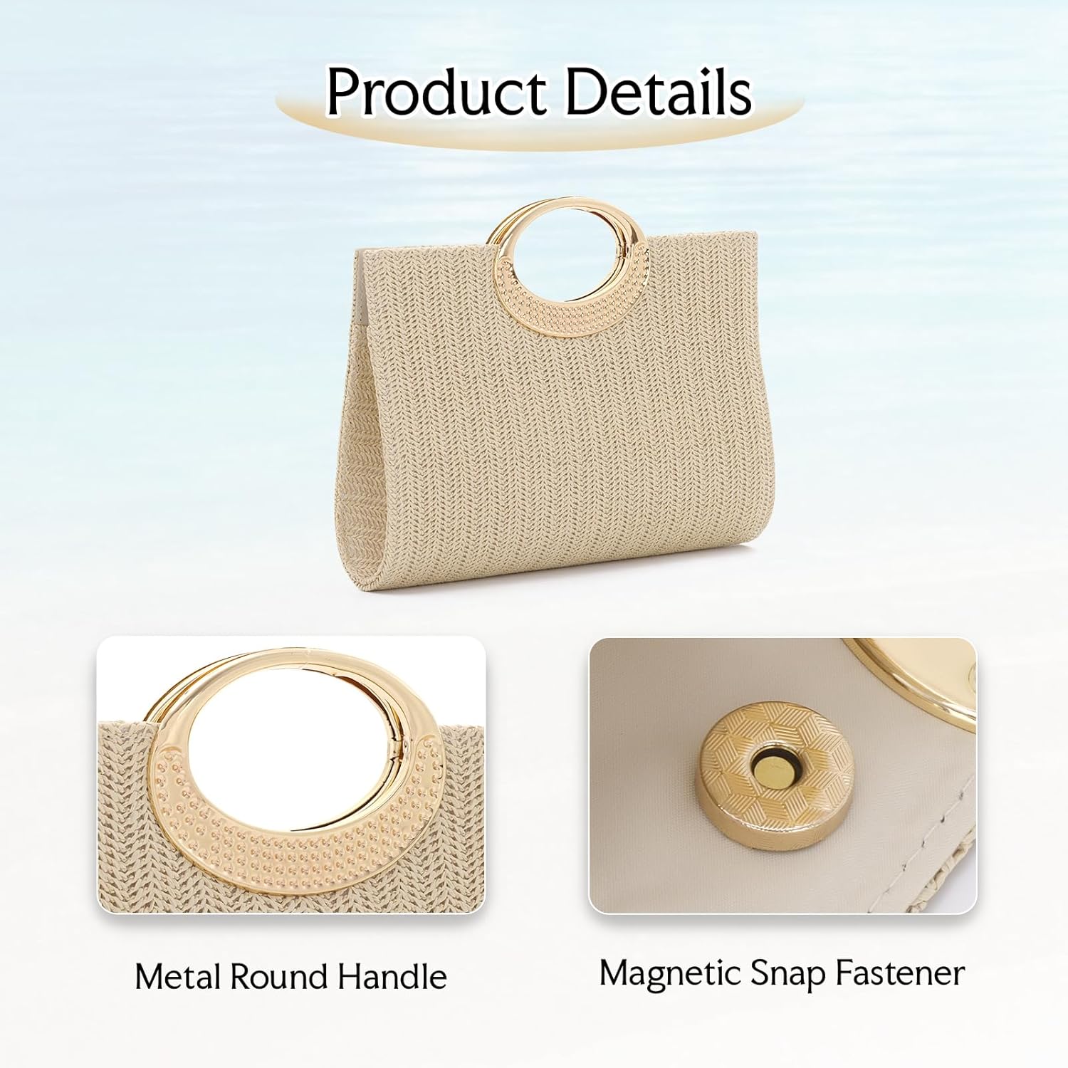 Top Handle Straw Clutch Purse Handbag for Women, Summer Straw Beach Evening Bag, Raffia Handbag 2026