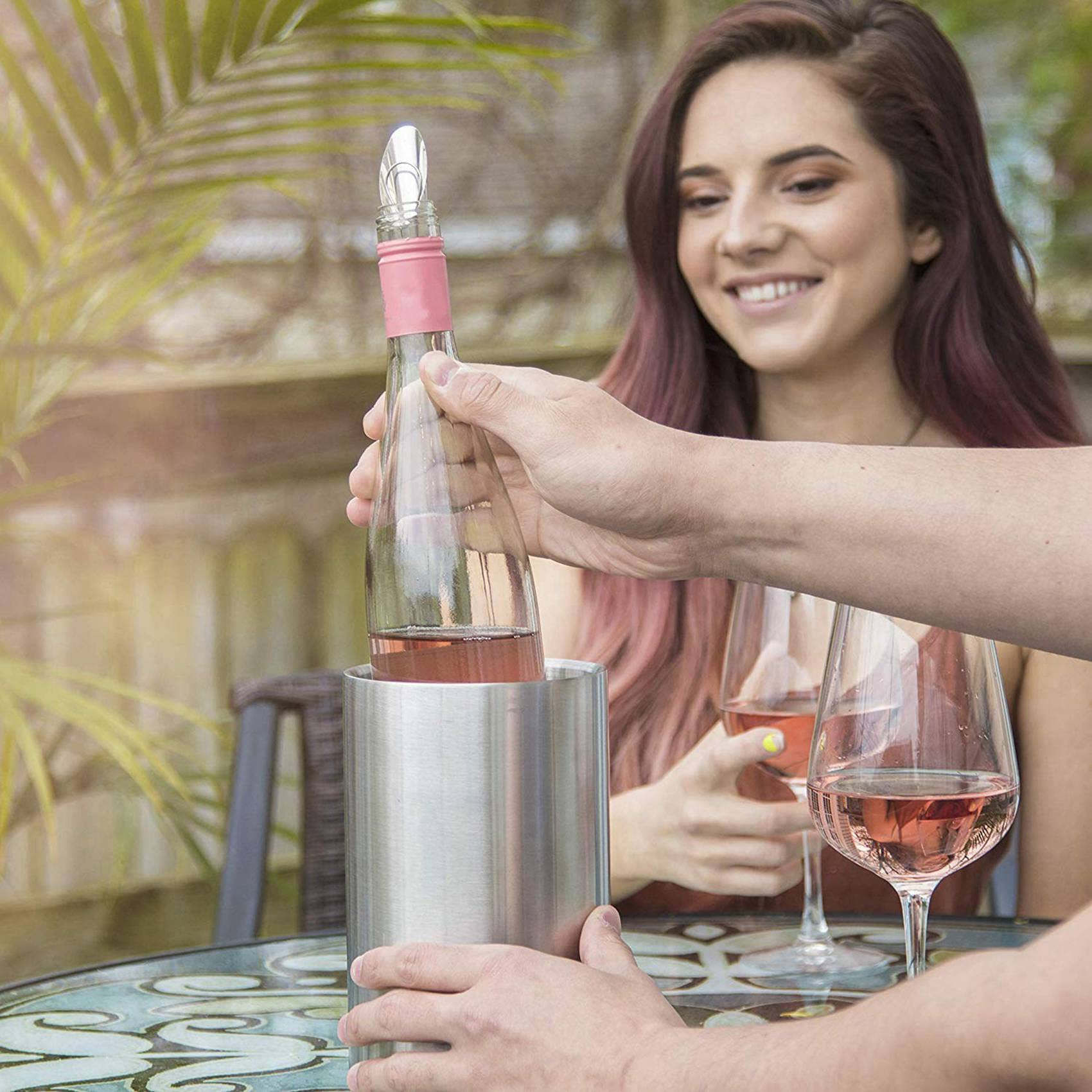 Isolierter Weinkühleimer mit Weinbelüfter, passend für 750 ml Weinflaschen, hält Wein kalt, 3 Stück