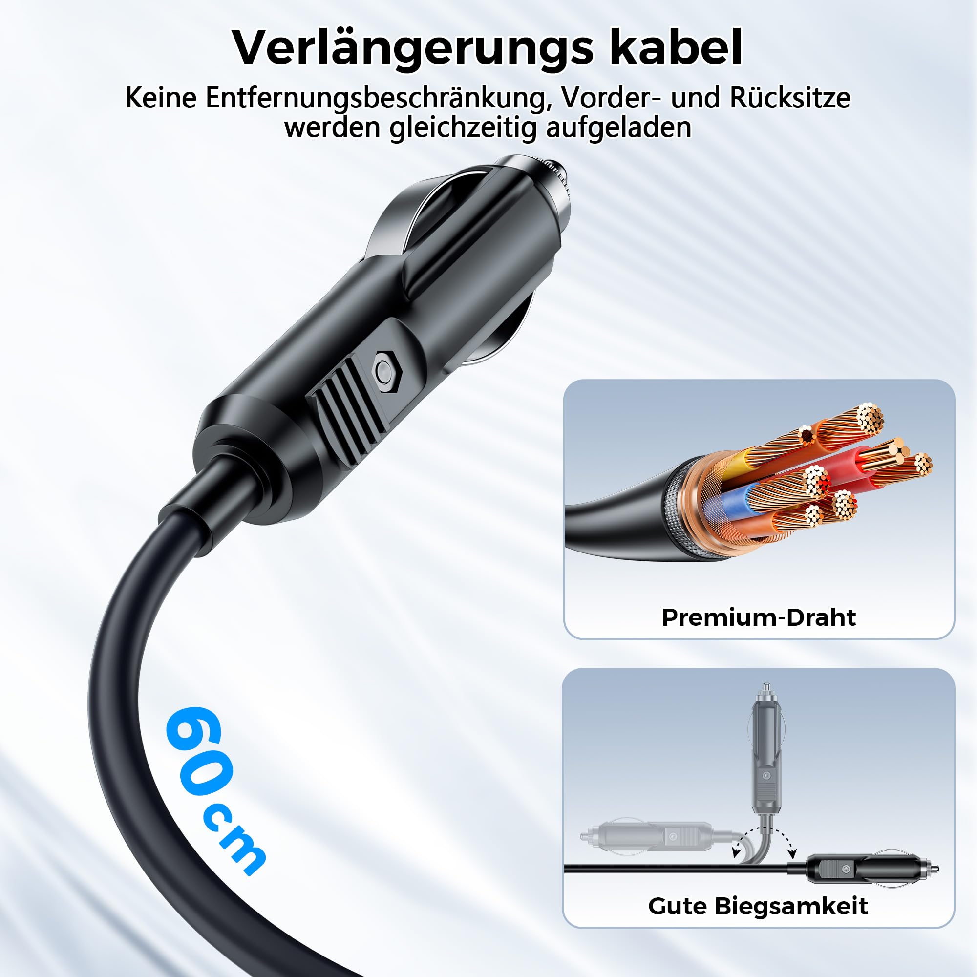 SONRU 180W Zigarettenanzünder Verteiler, 7 in 1 Auto Ladegerät Adapter Kfz, 3 Fach 12V/24V Steckdose mit 45W PD & 3 USB, Autoladegerät Zigarettenanzünder Stecker für iPhone 17/iPad/Dashcam/GPS