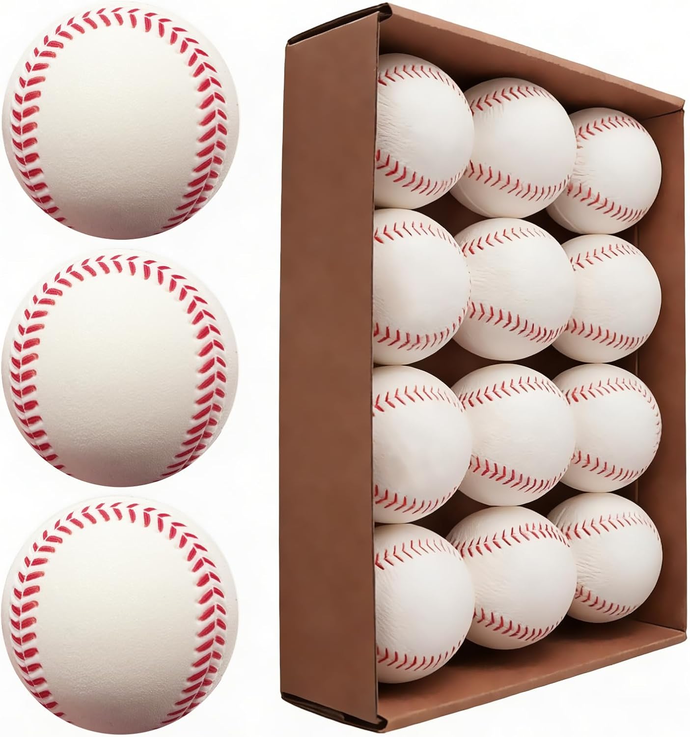 GKK 12pack Pitching Machine Baseballs 9inch 3.5oz PU Material Ball for TeenagersTo Practice Hitting and Fielding Practice